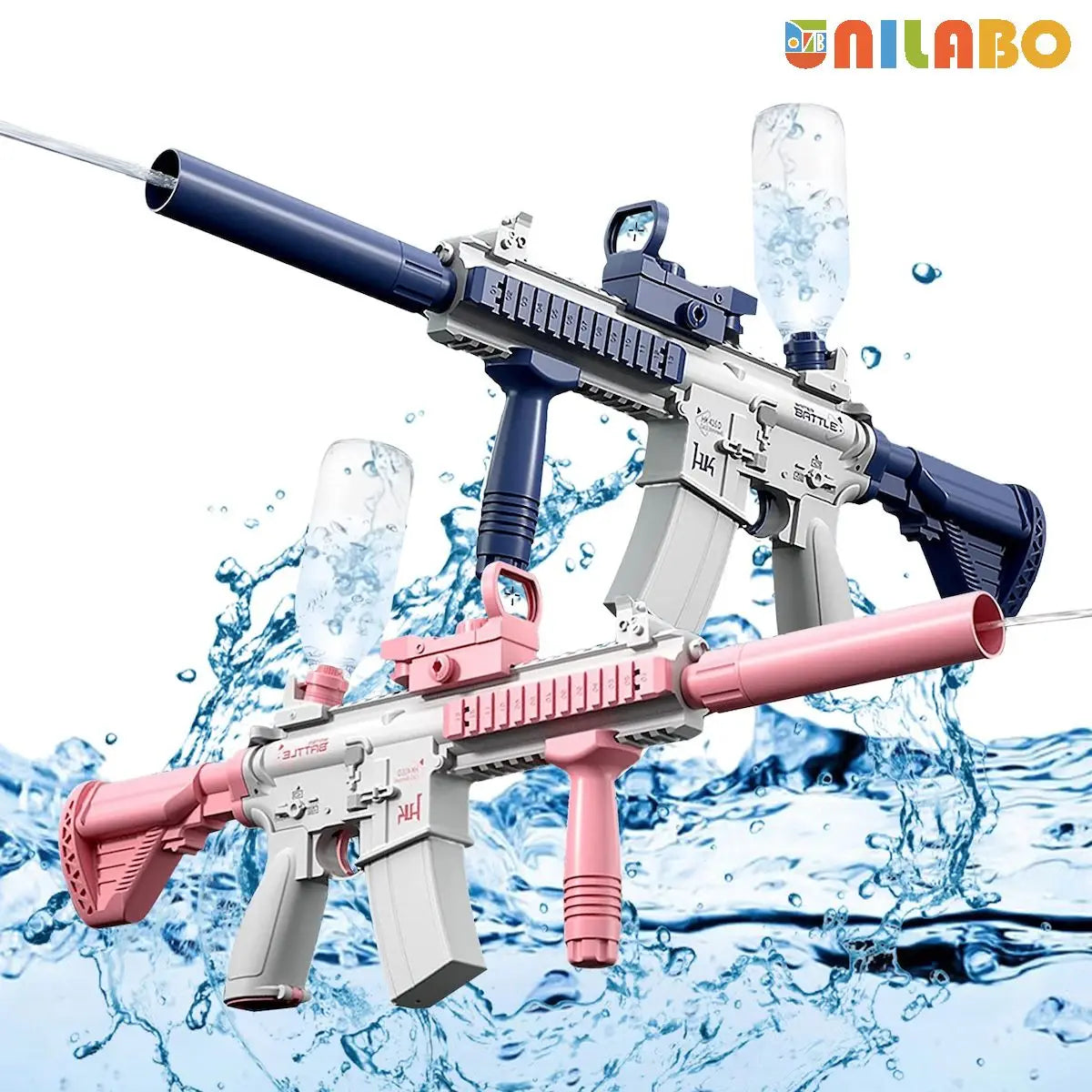 M416 Electric Water Gun - Battery Powered with External Water Bottle Attachment - Perfect for Kids & Adults Outdoor Fun