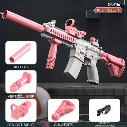 M416 Electric Water Gun - Battery Powered with External Water Bottle Attachment - Perfect for Kids & Adults Outdoor Fun