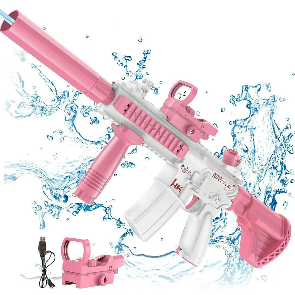 M416 Electric Water Gun - Battery Powered with External Water Bottle Attachment - Perfect for Kids & Adults Outdoor Fun